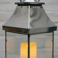 Fanal Acero De 45 Cm Porta Vela Farol Importado Hindu  Plateado