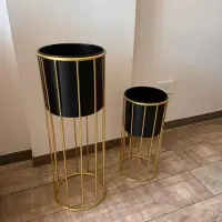 Set X2 Porta Maceta Individual De Metal Oriente Importado Negro