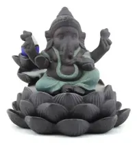 Cascada Humo Ganesha Loto 11 Cm Importado  Conos De Regalo Gris Oscuro Liso