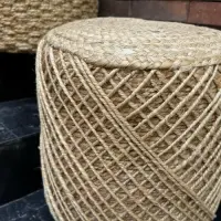 Puff De Yute Natural Rustico Importado Banco Mesa Artesanal Modelo 2