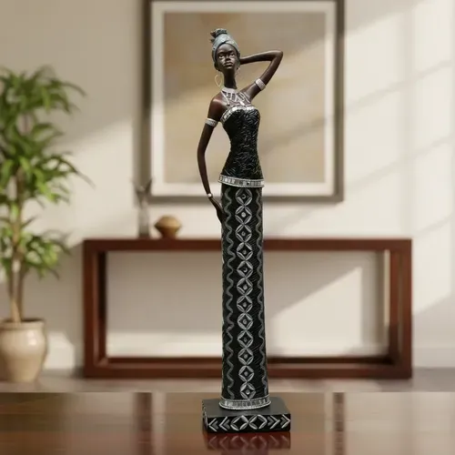 Estatuilla Africana Imagen Importada Oriente 68 Cm Fantasias Negro