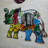 Colgante Espejo Decorativo Elefante Venecitas De Indonesia Multicolor