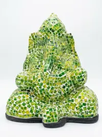 Lampara Ganesha Velador Venecita Hecha A Mano 35cm Importado Verde