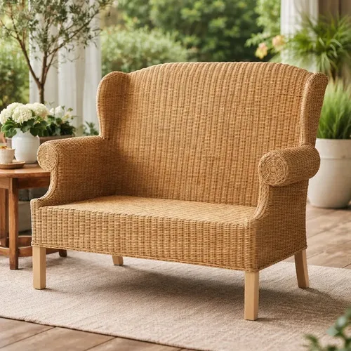 Sillon Artesanal Doble Bergere Kraft Y Madera Pushkar Tienda Marrón Claro Bergere