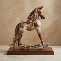 Caballo Artesanal Mecedor Importado Madera Oriente Indonesia Marrón Claro