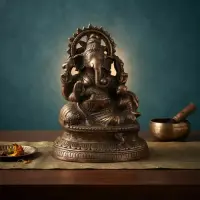Estatuilla De Ganesha 30cm D Alto Bañada En Bronce Importada Modelo 2