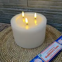 Velon Vela Led 10x15 Cm A Pila Pushkar Tienda 3 Llamas Movim Crema Vela Led