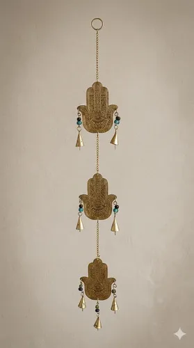 Móvil Decorativo Importado India Tira Fatima Móvil Colgante Dorado Oscuro