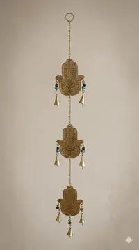 Móvil Decorativo Importado India Tira Fatima Móvil Colgante Dorado Oscuro