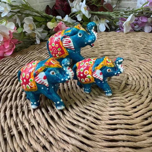 Set De 3 Elefantes De Resina Importados De India Abundancia