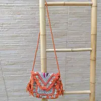 Bandolera Importada De India Artesana Con Fantasia 20x18 Cm