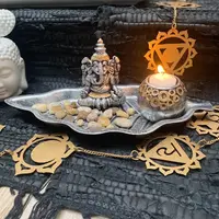 Porta Vela Porta Sahumerio Jardin Zen Ganesha 31cm Importado Plata