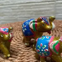 Set De 3 Elefantes De Resina Importados De India Abundancia