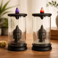 Cascada Humo 13 Cm Cristal Buda Importado + 10 Conitos