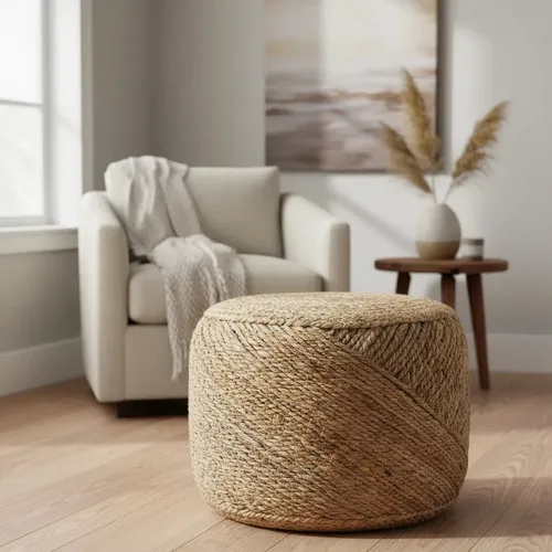Puff Natural Yute Rustico Importado Banco Mesa Artesanal Modelo 4