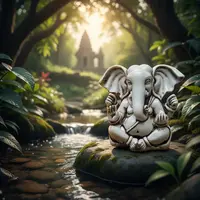 Estatuilla Ganesha 14 Cm Resina Traida D India Apto Exterior Blanco