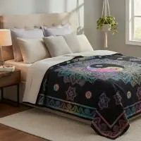 Manta Cubrecama De Algodón Hindu 2y1/2p Mandala Cubresillon
