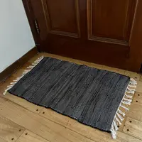 Alfombra Importada India Algodón Costado Cama Pie Deco Baño 80 Cm 50 Cm Negro
