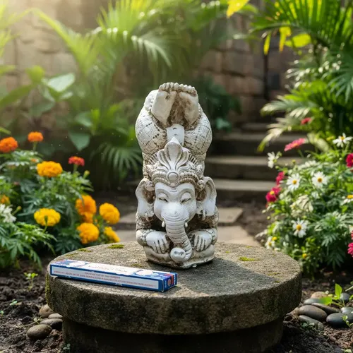 Estatua De Resina Ganesha Yoga Apto Exterior Ideal Jardin Blanco