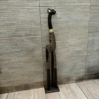 Jirafa De Madera Teka En 1 Pieza Pintada Artesanal Importada