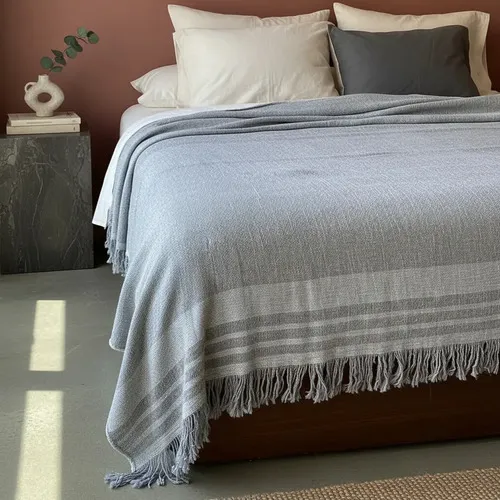 Manta Rustica Artesanal 230x240cm Hilado Fino Estilo Country