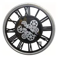Reloj Importado De Pared 50 Cm Con Engranajes Pushkar Tienda Gris Oscuro Blanco