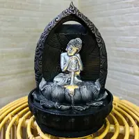 Fuente Buda 30 Cm Cascada Agua Sonido Zen Luz Led Importada  Plateado