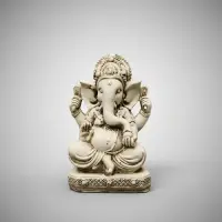 Estatuilla Resina Ganesha Traída De India Apto Exterior Blanco