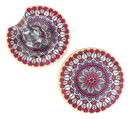 Apoya Posa Vasos Ceramica Mandala Circular Importado 9 Cm