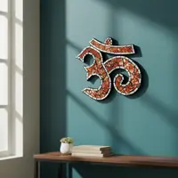 Cuadro Decorativo Om Venecitas Importado Indonesia Artesanal Naranja