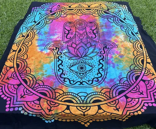 Manta Cubrecama De Algodón Hindu 2y1/2p Mandala Cubresillon