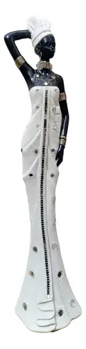 Estatuilla Imagen Africana Importada Oriente 40 Cm Fantasias Blanco