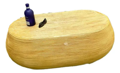 Mesa Importada De Resina Símil Ratán Apto Exterior 120 Cm  Marrón Claro