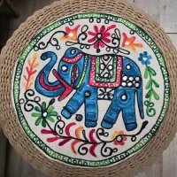 Fundas D Almohadón Bordado Hindu Decoración D India Circular Celeste