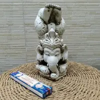 Estatua De Resina Ganesha Yoga Apto Exterior Ideal Jardin Blanco