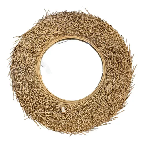 Espejo Artesanal De Ratán Natural Deco Importado Indonesia Marrón Claro