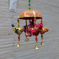 Movil Decorativo Importado India Calesita Llamador Elefantes
