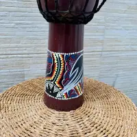 Djembe Instrumento D Indonesia Artesanal Cuero Madera Import Marrón