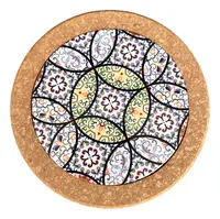 Posa Pava Fuente En Corcho/ceramica Circular Importa Oriente Gris Mandala