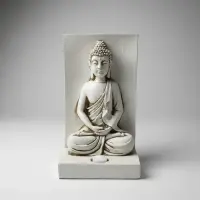 Buda Jardin Apto Exterior Portavela Resina Pushkar Tienda Blanco