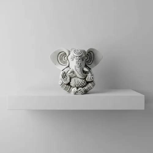 Estatuilla Ganesha 13 Cm Apto Exterior Resina Traida D India Blanco