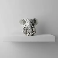 Estatuilla Ganesha 13 Cm Apto Exterior Resina Traida D India Blanco