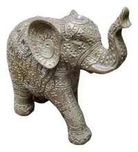Estatuilla Elefante Dorado Con Fantasias Importado Oriente Oro