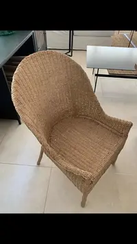 Sillón Artesanal Fibra Natural Y Caña Apto Galería Silla  Natural / Madera Clara Tejido Trenzado