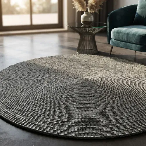 Alfombra 120 Cm Importada Indonesia Carpeta Seagrass Natural 1.2 M Gris