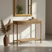 Mesa Recibidor Artesanal Kraft Doble Bandeja Pushkar Tienda Marrón Claro