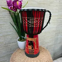 Djembe Instrumento Artesanal Importado De India Tambor Rojo