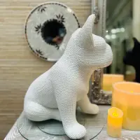 Escultura Bulldog Decó Perlado Minimalista Artesanal 40 Cm 