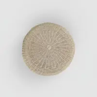 Puf Circular Fibras Naturales Y Madera Artesanal 60 X 35 Cm 