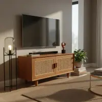 Mueble Tv Baja Rattan Teka Importado Indonesia Madera Marrón